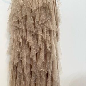 Anthropologie Beige Asymmetrical Ruffled Skirt